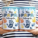 Gift For Father,Gift For Grandpa,Dad - Children,Happy - This Dad Grandpa Belongs To Handprints Icon - 3D Inflated Effect Printed, Personalized White Edge-to-Edge Mug