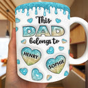 Gift For Father, Dad - Children, Happy - This Dad Grandpa Belongs To Heart Icon - 3D Inflated Effect Printed, Personalized White Edge-to-Edge Mug