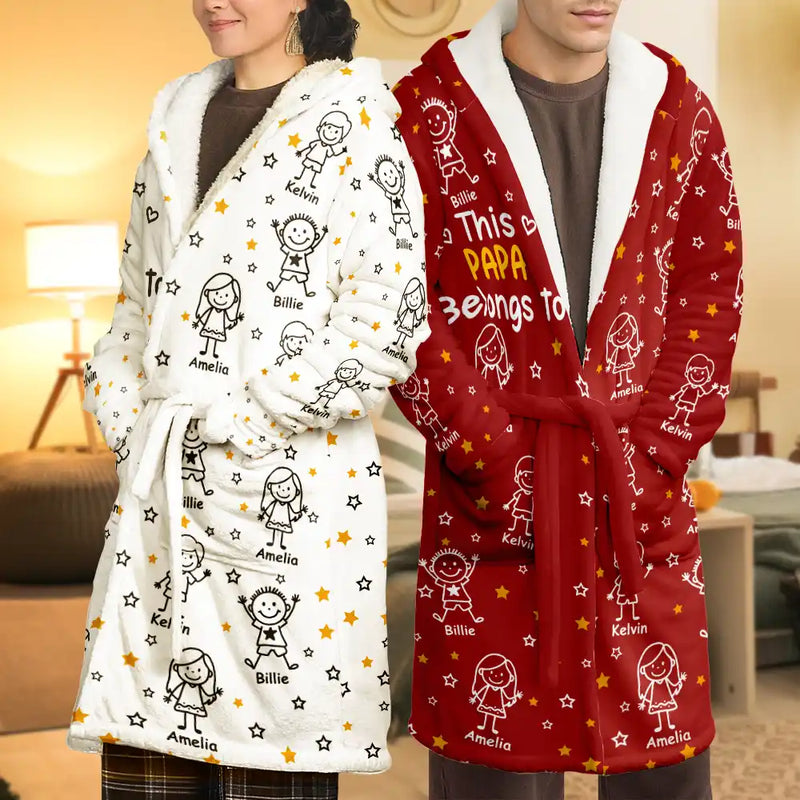 Gift For Grandpa,Gift For Grandma,Gift For Grandparents,Gift For Mother,Gift For Father,Happy - This Daddy Mommy Belongs To Kids Pet - Personalized Hooded Robe