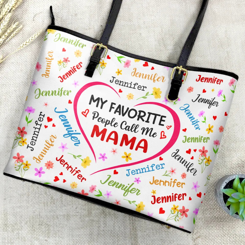 Gift For Mother,Gift For Grandma,Grandma,Grandkids - This Grandma Belongs To Blessed To Be Called Grandma - Personalized Leather Tote Bag