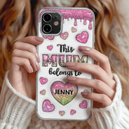 This Mom Grandma Belongs To Heart Icon - 3D Inflated Effect Printed, Personalized Clear Phone Case