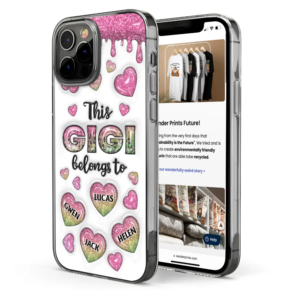 This Mom Grandma Belongs To Heart Icon - 3D Inflated Effect Printed, Personalized Clear Phone Case
