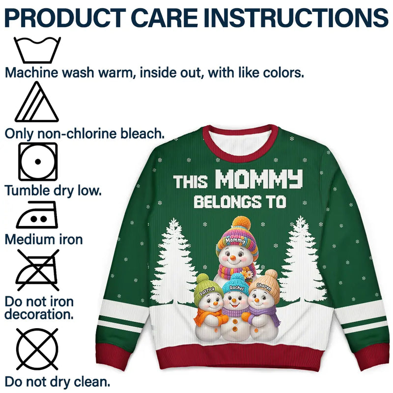 Gift For Grandma,Grandma,Grandkids,Christmas,Happy - This Grandma Belongs To Snowman - Personalized Unisex Ugly Sweater