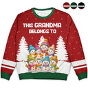 Gift For Grandma,Grandma,Grandkids,Christmas,Happy - This Grandma Belongs To Snowman - Personalized Unisex Ugly Sweater