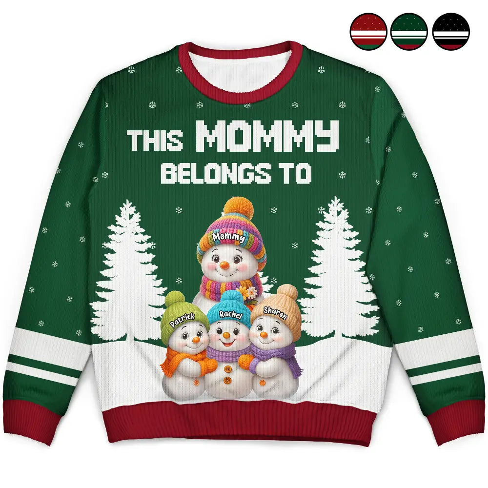 Gift For Grandma,Grandma,Grandkids,Christmas,Happy - This Grandma Belongs To Snowman - Personalized Unisex Ugly Sweater