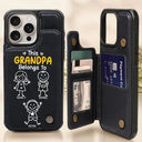 Gift For Grandpa, Gift For Grandma, Gift For Grandparents, Gift For Mother, Gift For Father, Happy, Stick Figure - This Grandma Grandpa Belongs To Kids Pet - Personalized Leather Flip Wallet Phone Case