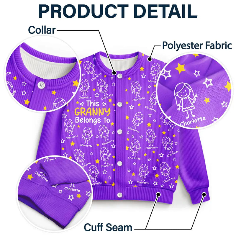 Gift For Grandparents,Gift For Grandpa,Gift For Grandma,Gift For Mother,Gift For Father,Happy,Christmas,Stick Figure - This Grandma Mom Belongs To Kids Pet - Personalized Cardigan