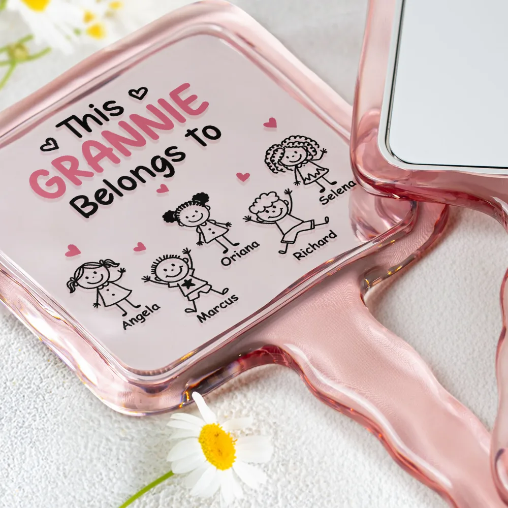 Gift For Mother,Gift For Grandma,Love - This Grandma Mom Belongs To Kids Pet - Personalized Handheld Mirror
