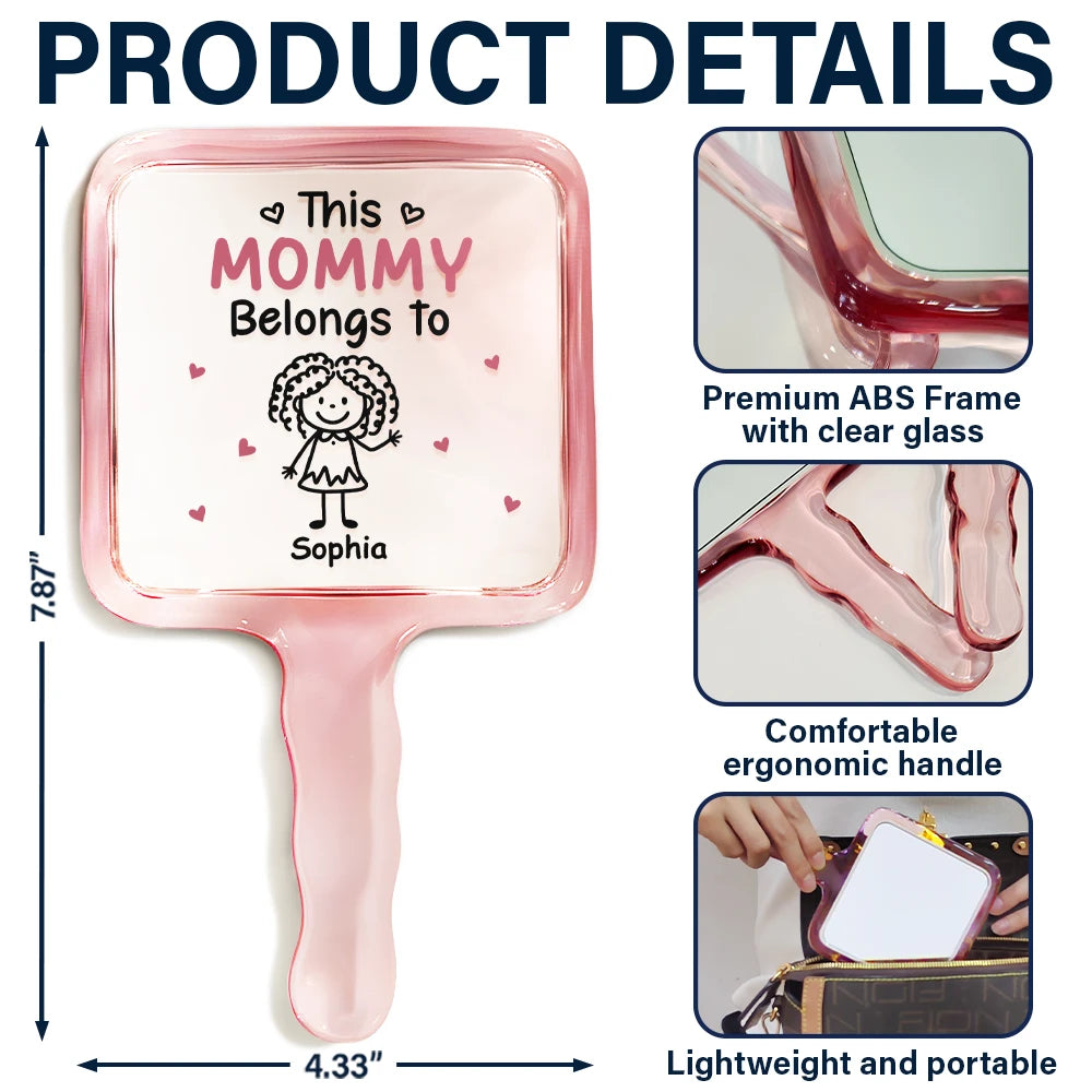 Gift For Mother,Gift For Grandma,Love - This Grandma Mom Belongs To Kids Pet - Personalized Handheld Mirror