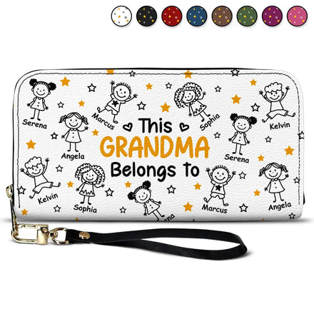 This Grandma Mom Belongs To Kids Pet - Personalized Leather Long Wallet