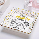 Gift For Grandma, Gift For Mother, Happy, Stick Figure - This Grandma Mom Belongs To Kids Pet - Personalized Ring Dish