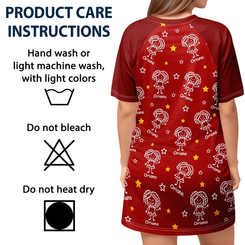 Gift For Grandparents, Gift For Grandpa, Gift For Grandma, Gift For Mother, Gift For Father, Happy, Christmas - This Grandma Mom Belongs To Kids Pet - Personalized Women's Sleep Tee