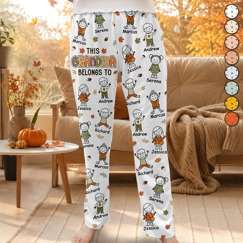 This Grandma Belongs To Autumn Kid Stick Figures - Personalized Pajama Pants