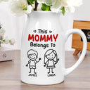 Gift For Grandma,Gift For Mother,Happy,Stick Figure - This Grandma Mommy Belongs To Kids Pet - Personalized Ceramic Flower Vase