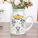 Gift For Grandma,Gift For Mother,Happy,Stick Figure - This Grandma Mommy Belongs To Kids Pet - Personalized Ceramic Flower Vase
