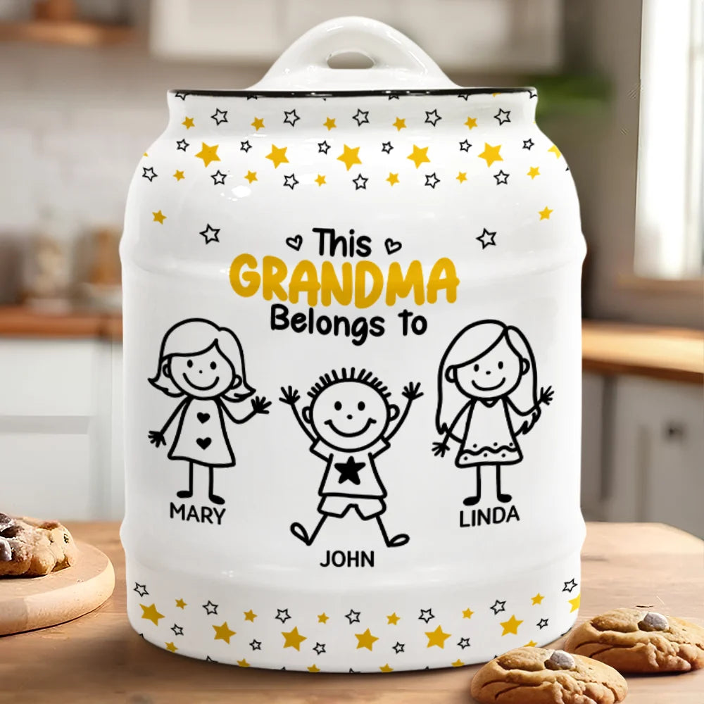 This Grandma Mommy Belongs To Kids Pet - Personalized Cookie Jar