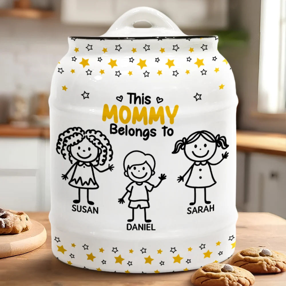 Gift For Grandma, Gift For Mother, Happy - This Grandma Mommy Belongs To Kids Pet - Personalized Cookie Jar