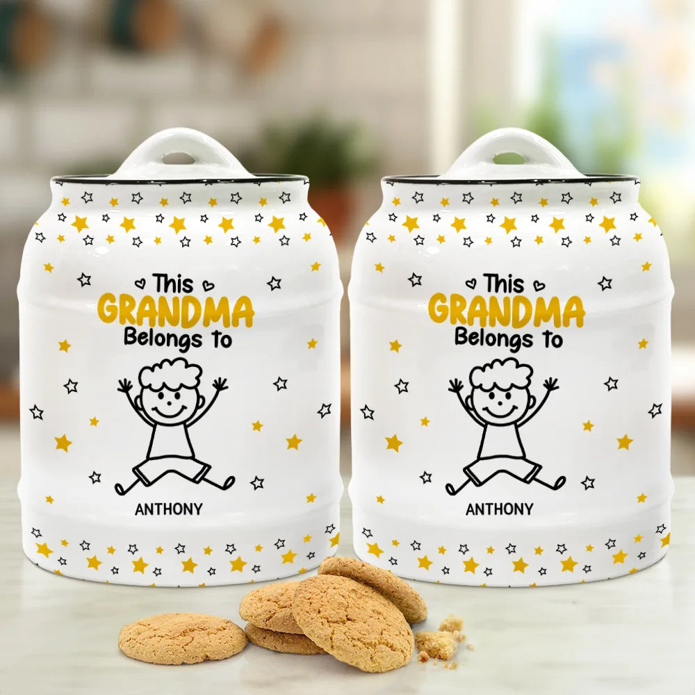 Gift For Grandma, Gift For Mother, Happy - This Grandma Mommy Belongs To Kids Pet - Personalized Cookie Jar