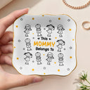 Gift For Grandma,Gift For Mother,Love - This Grandma Mommy Belongs To Kids Pet - Personalized Lace Square Jewelry Dish