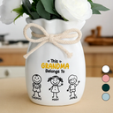 Gift For Mother,Gift For Grandma,Love - This Grandma Mommy Belongs To Kids Pet - Personalized Ribbon Tie Flower Vase