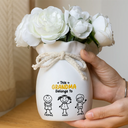 Gift For Mother,Gift For Grandma,Love - This Grandma Mommy Belongs To Kids Pet - Personalized Ribbon Tie Flower Vase