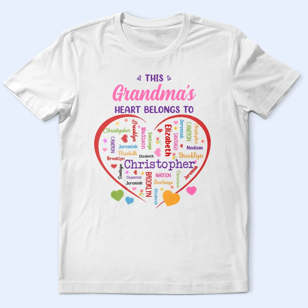 Gift For Mother,Gift For Grandma,Grandma - Grandkids,Mom - Children,Happy - This Grandma's Heart Belongs To - Personalized T Shirt