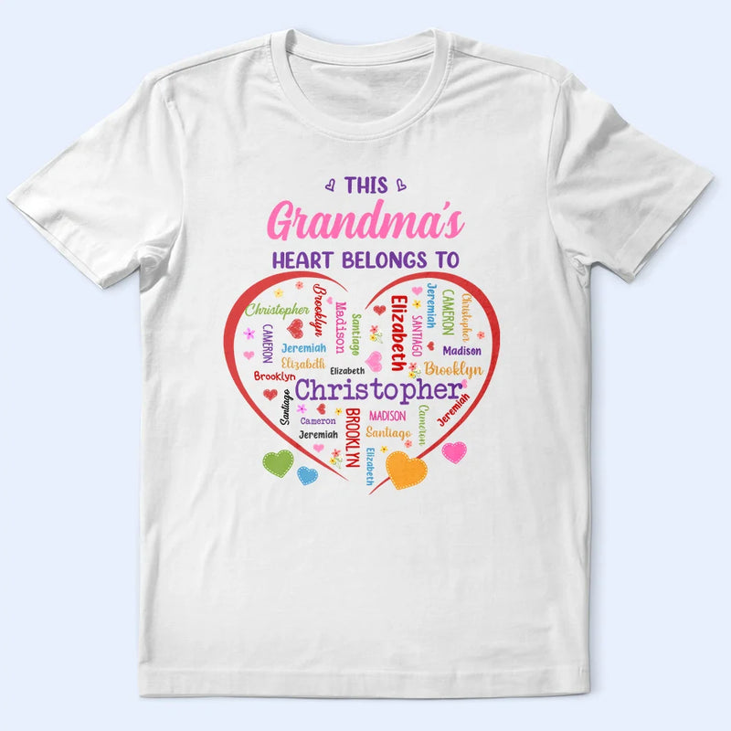Gift For Mother,Gift For Grandma,Grandma - Grandkids,Mom - Children,Happy - This Grandma's Heart Belongs To - Personalized T Shirt