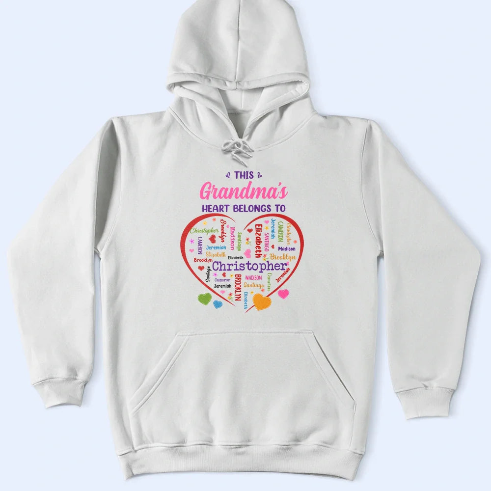 Gift For Mother,Gift For Grandma,Grandma - Grandkids,Mom - Children,Happy - This Grandma's Heart Belongs To - Personalized T Shirt