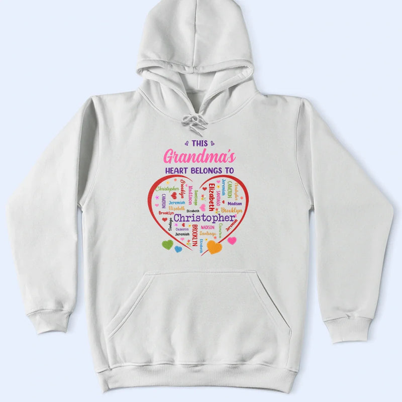 Gift For Mother,Gift For Grandma,Grandma - Grandkids,Mom - Children,Happy - This Grandma's Heart Belongs To - Personalized T Shirt