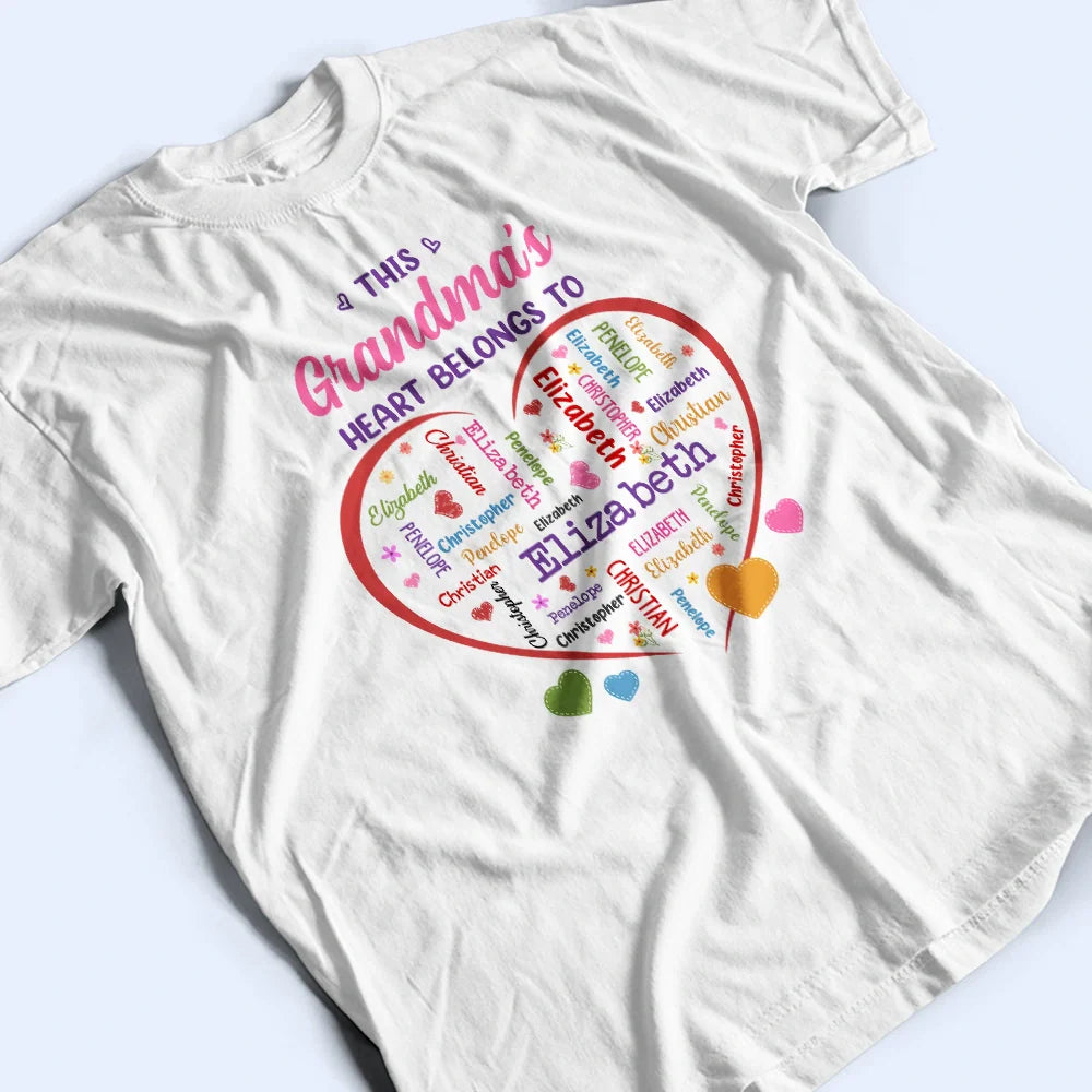 Gift For Mother,Gift For Grandma,Grandma - Grandkids,Mom - Children,Happy - This Grandma's Heart Belongs To - Personalized T Shirt