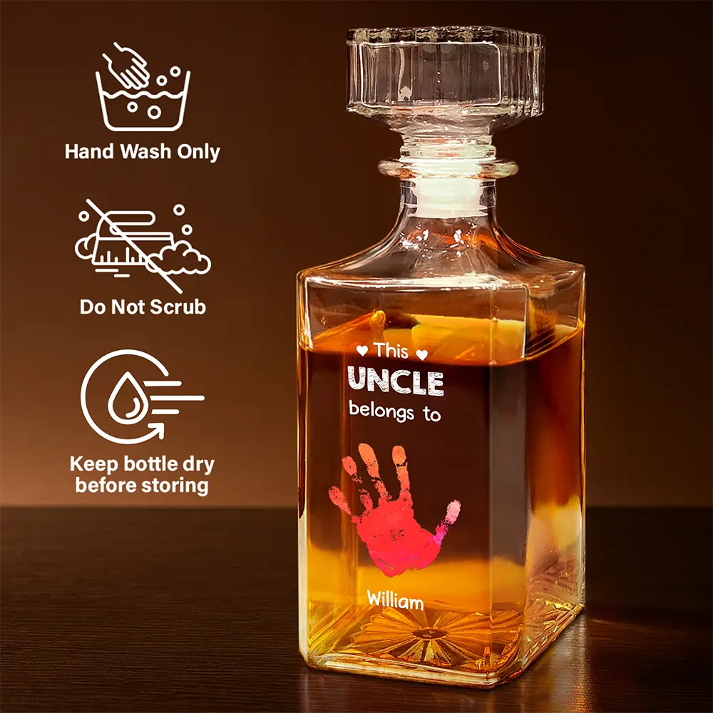 Gift For Grandpa,Dad,Children,Grandpa,Grandkids,Funny,Gift For Father - This Grandpa Belongs To - Personalized Square Whiskey Bottle