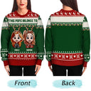 Gift For Grandpa,Funny,Christmas - This Grandpa Belongs To Grandkids Pixel Art - Personalized Unisex Ugly Sweater