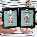 Gift For Grandpa, Gift For Grandparents, Funny - This Grandpa Belongs To Grandkids Pixel Fun Art - Personalized Black Mug