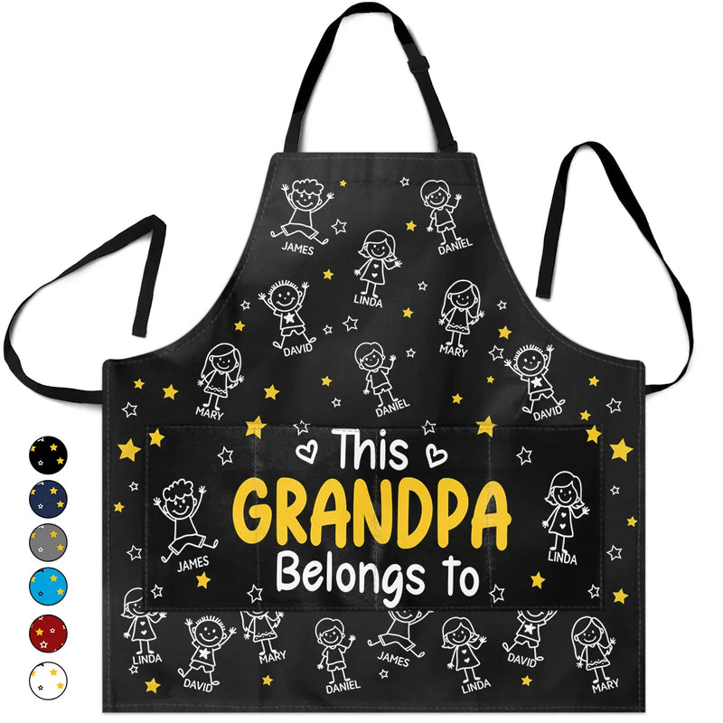 Gift For Grandpa,Gift For Grandma,Gift For Grandparents,Gift For Mother,Gift For Father,Christmas,Happy - This Grandpa Dad Belongs To Kids Pet - Personalized Apron