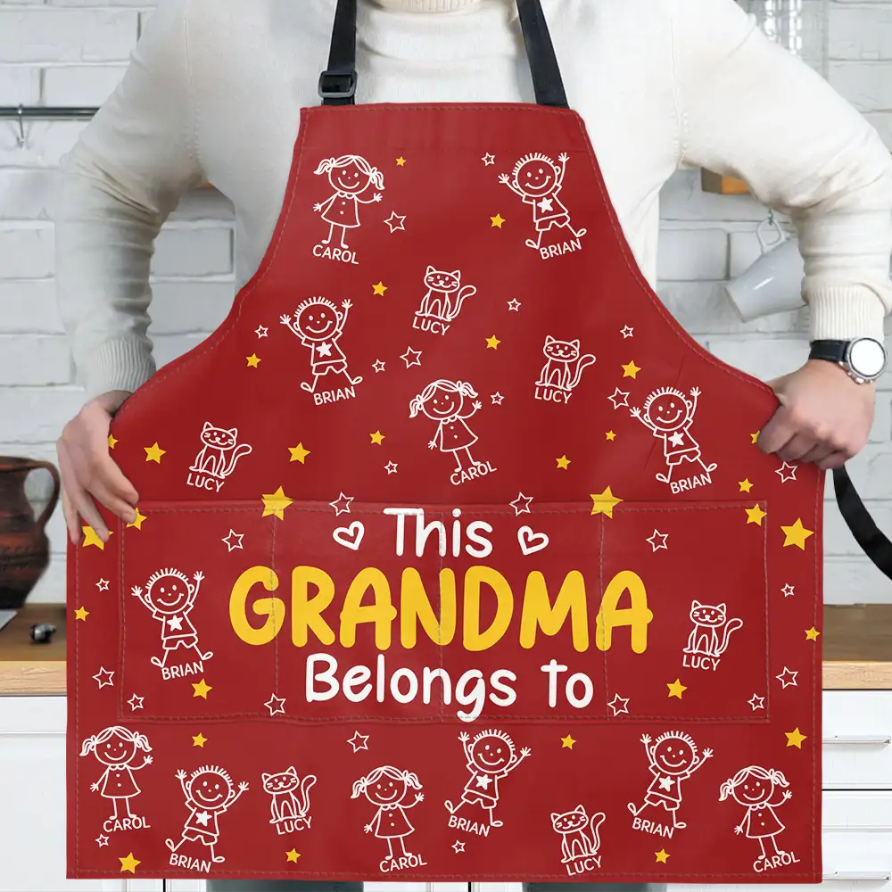 Gift For Grandpa,Gift For Grandma,Gift For Grandparents,Gift For Mother,Gift For Father,Christmas,Happy - This Grandpa Dad Belongs To Kids Pet - Personalized Apron