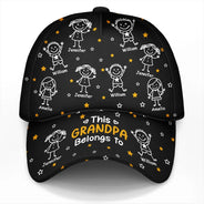 Gift For Grandpa,Gift For Grandma,Gift For Mother,Gift For Father,Happy - This Grandpa Dad Belongs To Kids Pet - Personalized Classic Cap