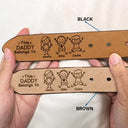 Gift For Grandpa,Gift For Father,Happy,Gift For Men,Stick Figure - This Grandpa Dad Belongs To Kids Pet - Personalized Engraved Leather Belt