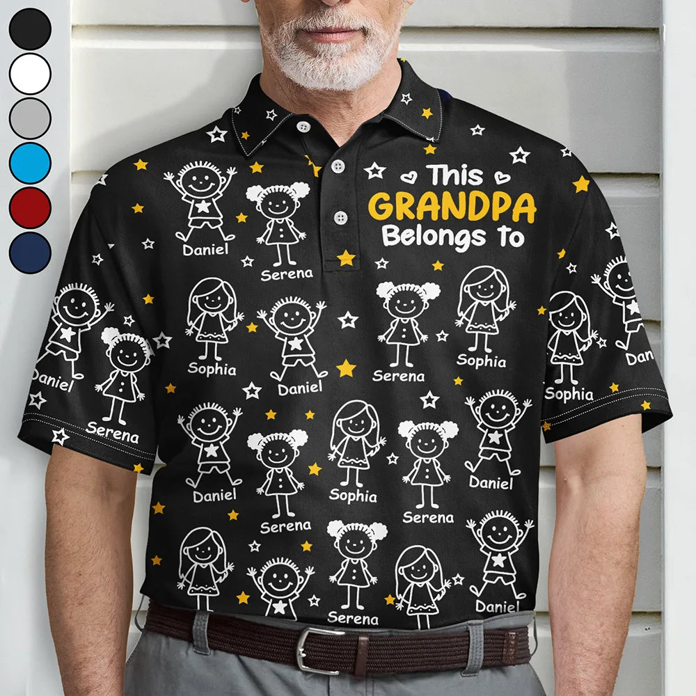 This Grandpa Dad Belongs To Kids Pet - Personalized Polo Shirt