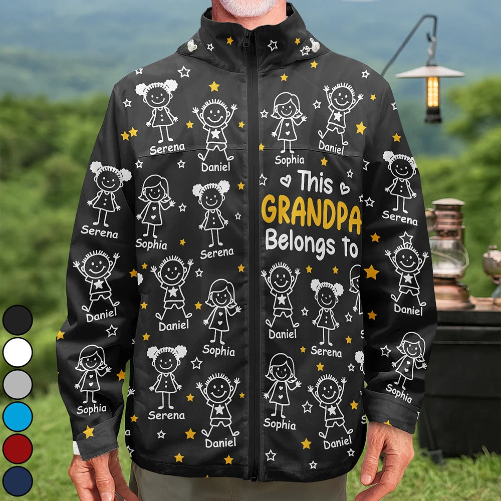 This Grandpa Dad Belongs To Kids Pet - Personalized Rain Jacket