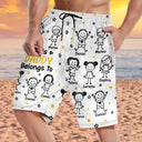 Gift For Grandparents,Gift For Grandpa,Gift For Grandma,Gift For Mother,Gift For Father,Happy,Christmas - This Grandpa Dad Belongs To Kids Pet - Personalized Unisex Beach Shorts