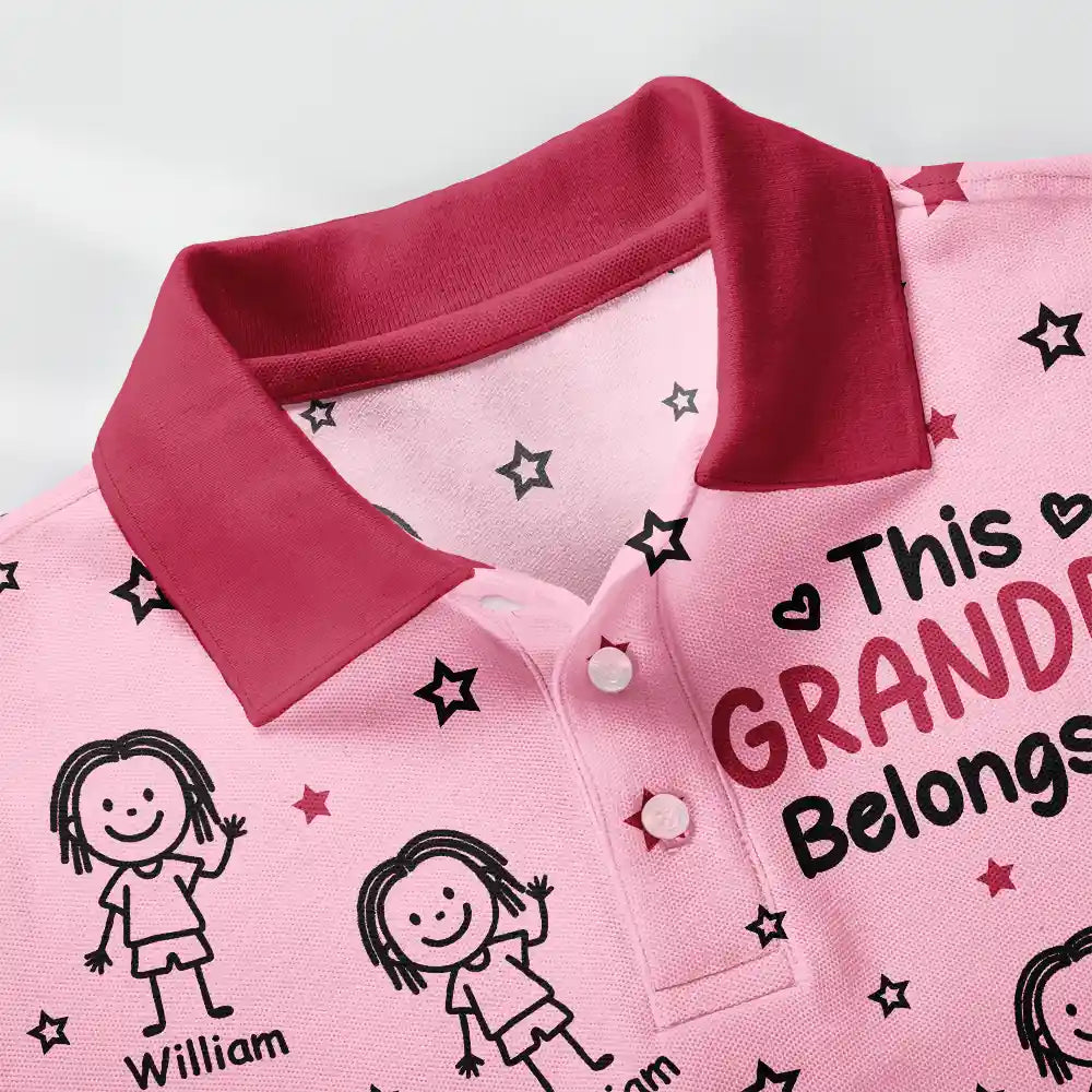 Gift For Grandpa,Gift For Father,Happy - This Grandpa Dad Belongs To Kids Pet Stick Figures - Personalized Polo Shirt