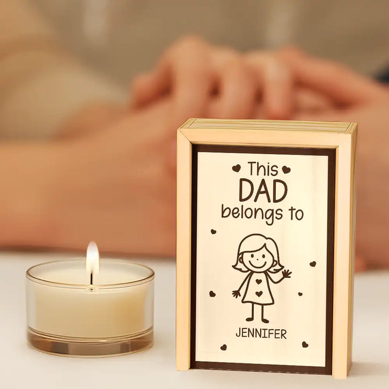 Grandpa,Grandkids,Dad,Sons,Gift For Grandpa,Gift For Father,Stick Figure - This Grandpa Dad Belongs To Kids Stick Figure - Personalized Wooden Matchbox
