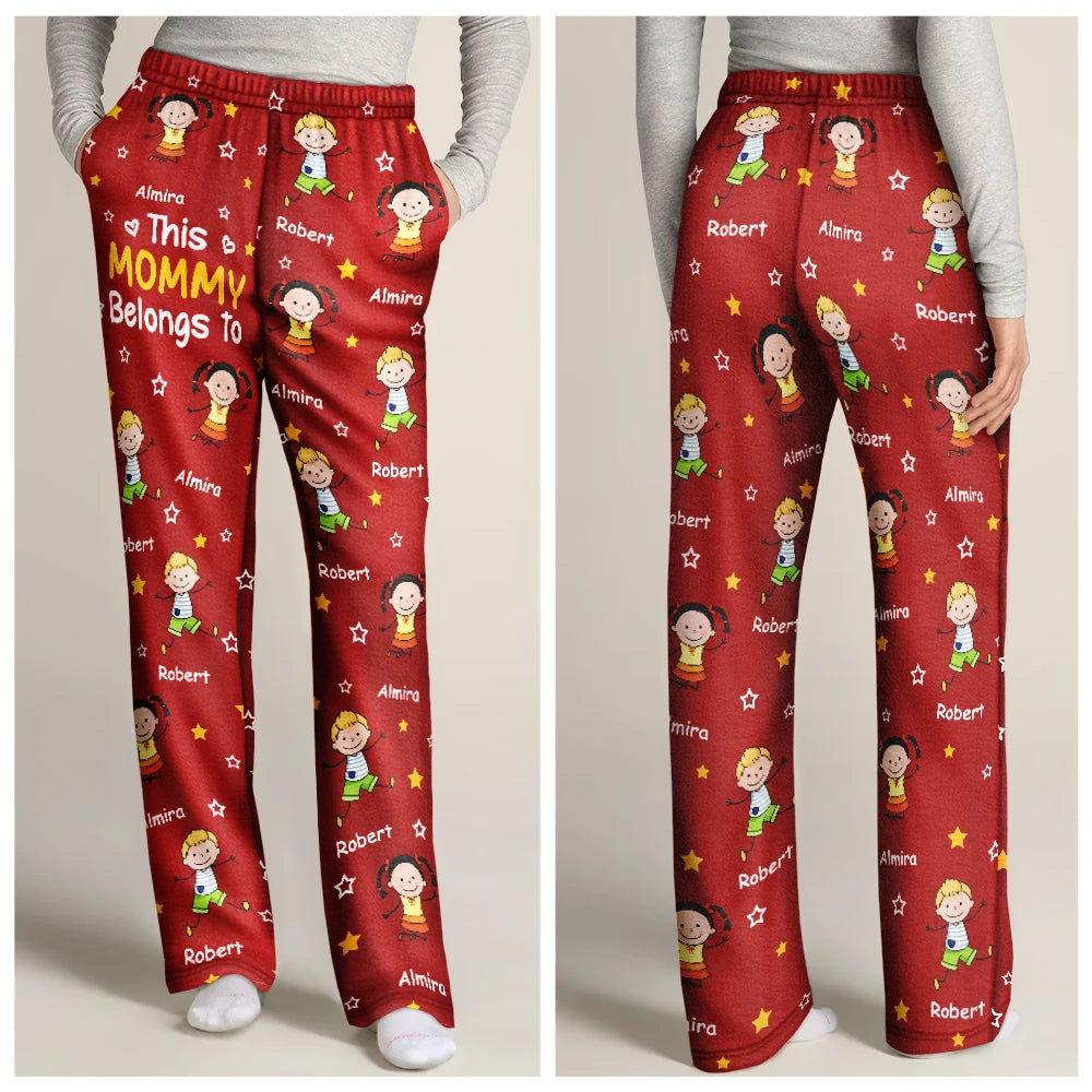 Gift For Grandpa,Gift For Grandma,Gift For Father,Gift For Mother,Happy - This Grandpa Daddy Belongs To Colorful Stick Figures - Personalized Pajama Pants