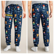 Gift For Grandpa,Gift For Grandma,Gift For Father,Gift For Mother,Happy - This Grandpa Daddy Belongs To Colorful Stick Figures - Personalized Pajama Pants