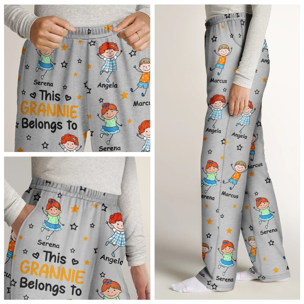 Gift For Grandpa,Gift For Grandma,Gift For Father,Gift For Mother,Happy - This Grandpa Daddy Belongs To Colorful Stick Figures - Personalized Pajama Pants