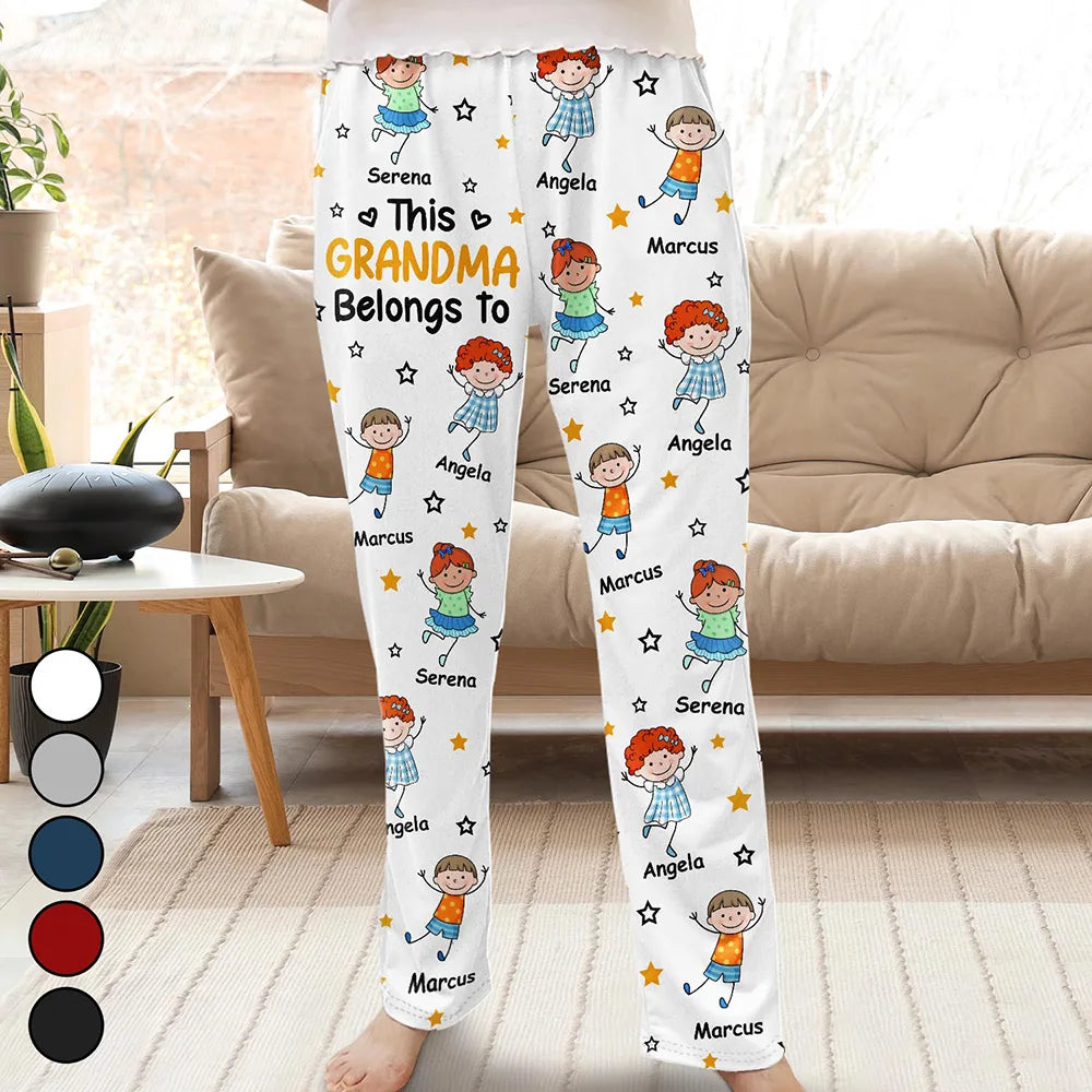 This Grandpa Daddy Belongs To Colorful Stick Figures - Personalized Pajama Pants