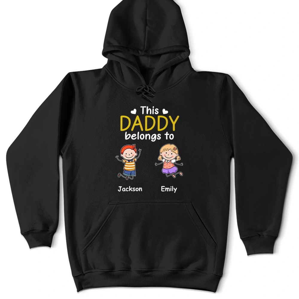 Gift For Grandpa,Gift For Grandma,Gift For Father,Gift For Mother,Happy - This Grandpa Daddy Belongs To Colorful Stick Figures - Personalized T Shirt
