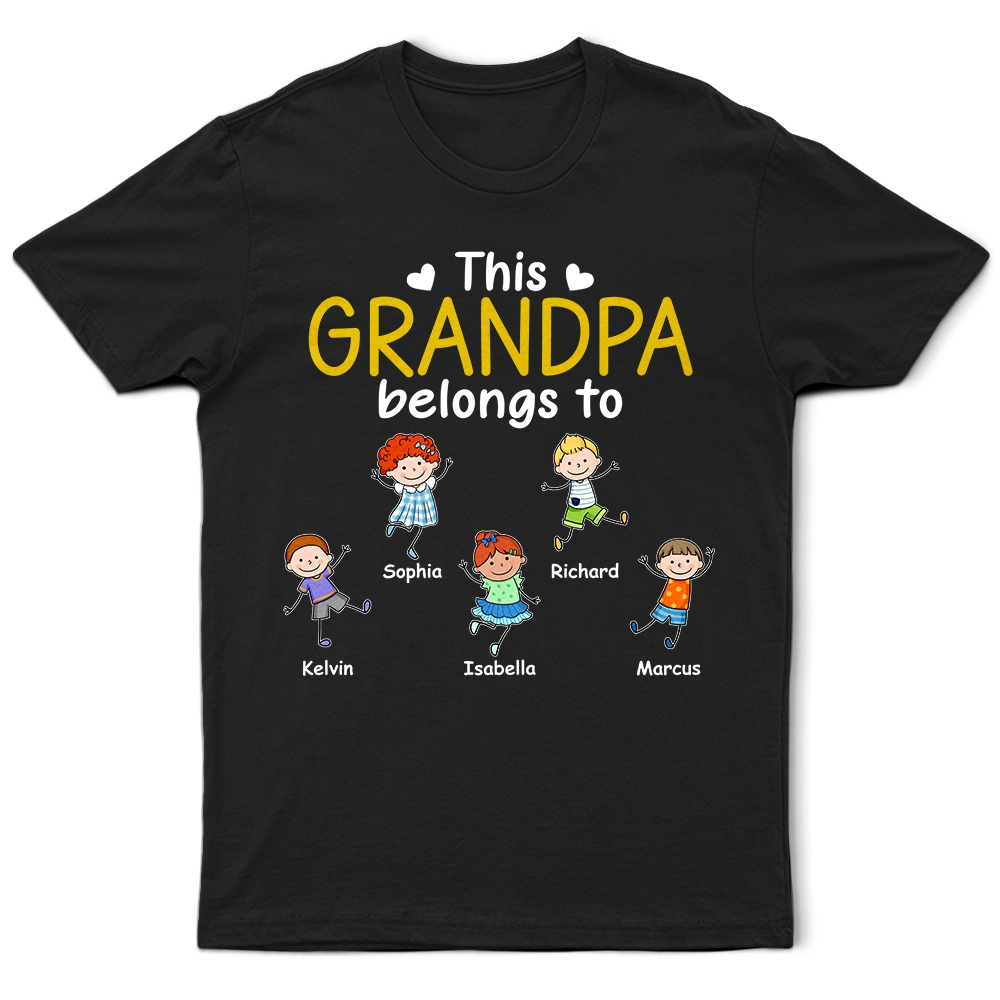 Gift For Grandpa,Gift For Grandma,Gift For Father,Gift For Mother,Happy - This Grandpa Daddy Belongs To Colorful Stick Figures - Personalized T Shirt