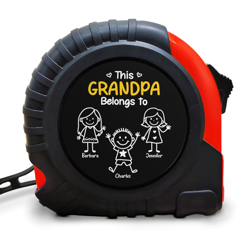 This Grandpa Daddy Belongs To Kids Pet - Personalized Tape Measure