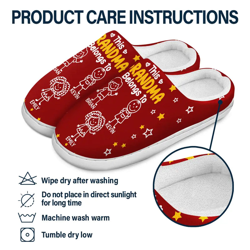 Gift For Grandpa, Gift For Grandma, Gift For Grandparents, Gift For Mother, Gift For Father, Christmas, Happy - This Grandpa Grandma Belongs To Kids Pet - Personalized Fluffy Slippers